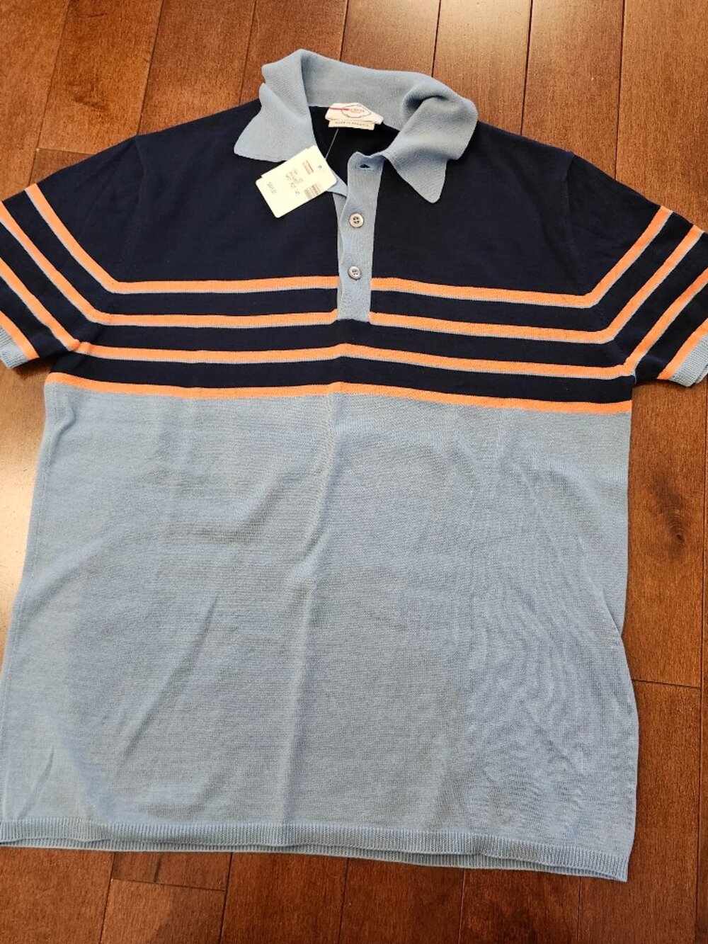 Prada men's short sleeve polo in size 48 blue/orange